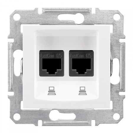 Schneider Electric SDN4400121 SEDNA РОЗЕТКА КОМПЬЮТЕРНАЯ RJ45, двойная, кат. 5е, неэкр. UTP, БЕЛЫЙ