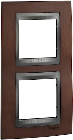 Schneider Electric MGU66.004V.2M4 UNICA TOP РАМКА 2-постовая, вертикальная, ГРАФИТ/ТАБАЧНОЕ ДЕРЕВО