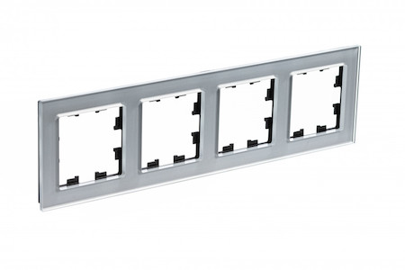 Schneider Electric ATN320304 ATLASDESIGN NATURE 4-постовая РАМКА, ОРГАНИЧЕСКОЕ СТЕКЛО АЛЮМИНИЙ