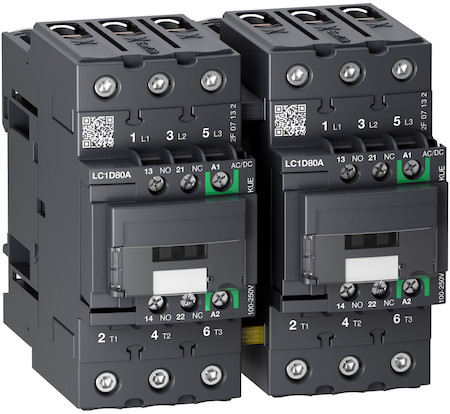 Schneider Electric LC2D80ABBE 3Р РЕВЕРСИВНЫЙ КОНТАКТОР EVERLINK AC3 440В 80A, КАТУШКА УПР. 24В DC