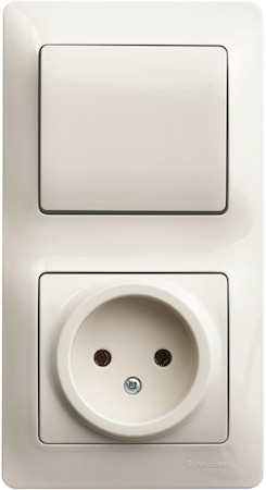 Schneider Electric GSL000260 GLOSSA БЛОК: РОЗЕТКА + 1-клавишный ВЫКЛЮЧАТЕЛЬ БЕЖЕВЫЙ