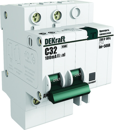 DEKraft 15006DEK АВДТ 2Р 32А 30мА тип AC х-ка С ДИФ-101 4,5кА