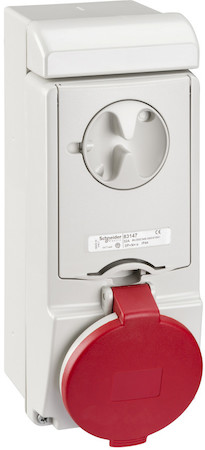 Schneider Electric 83145 НАСТЕННАЯ РОЗЕТКА UNIKA С ДЕРЖ ПРЕДОХР 32A 2P-E 380-415 IP44