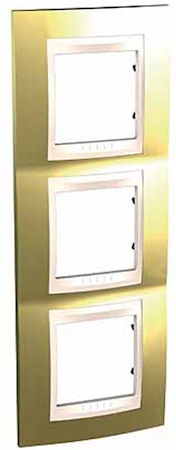 Schneider Electric MGU66.006V.504 РАМКА 3 ПОСТА ВЕРТИКАЛ ЗОЛОТО БЕЖ ВСТАВК