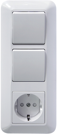 Schneider Electric BK2VR-006V-B ПРИМА С/У БЛОК: РОЗЕТКА с зазем. + ВЫКЛ.1-клав. + ВЫКЛ 1-клав, БЕЛЫЙ,опт.уп.Рос