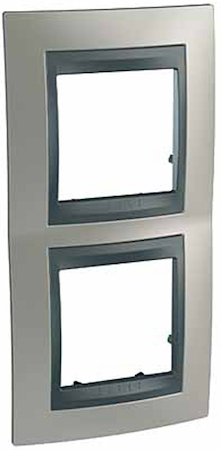 Schneider Electric MGU66.004V.239 UNICA TOP РАМКА 2-постовая, вертикальная, ГРАФИТ/НИКЕЛЬ