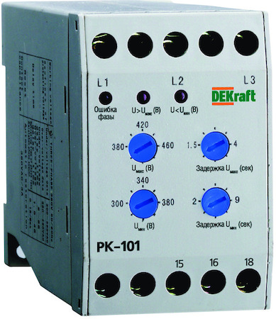 23300DEK Реле контроля фаз 380В тип 01 серии РК-101 DEKraft