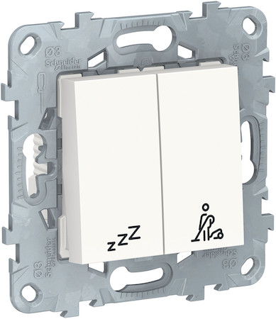 Schneider Electric NU521718 UNICA NEW 2-кл. ВЫКЛЮЧАТЕЛЬ "не беспокоить" + "убрать номер", БЕЛЫЙ