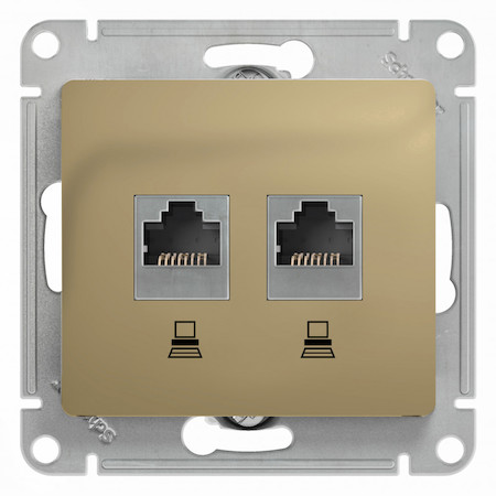 Schneider Electric GSL000485KK GLOSSA РОЗЕТКА двойная компьютерная RJ45+RJ45, кат.5E, механизм, ТИТАН