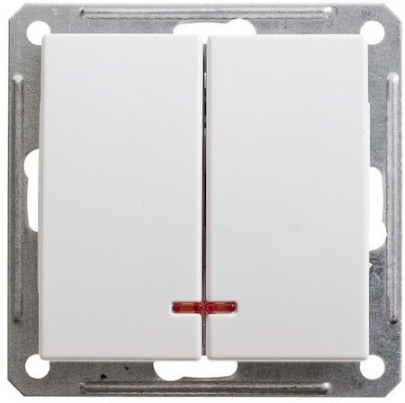 Schneider Electric VS516-251-1-86 W59 2-клавишный ВЫКЛЮЧАТЕЛЬ с подсветкой, 16АХ, механизм, БЕЛЫЙ