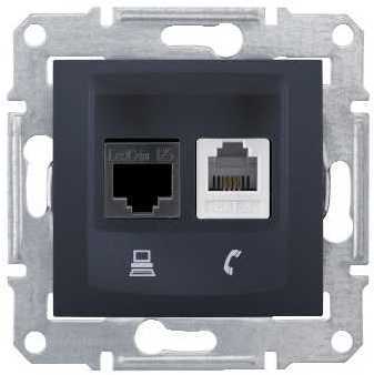 Schneider Electric SDN5200270 Розетка RJ11+RJ45, кат 6 экранированная STP, графит