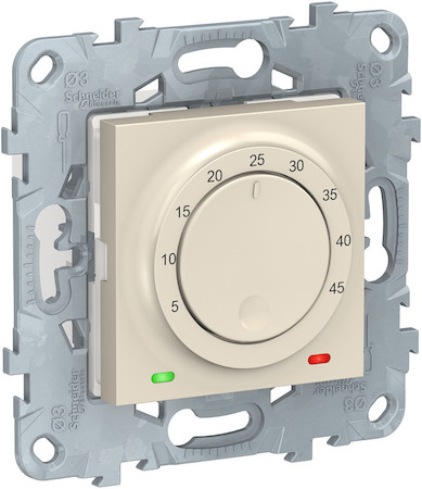 Schneider Electric NU550344 UNICA NEW термостат теплого пола, 10А, выносной термодатчик, бежевый