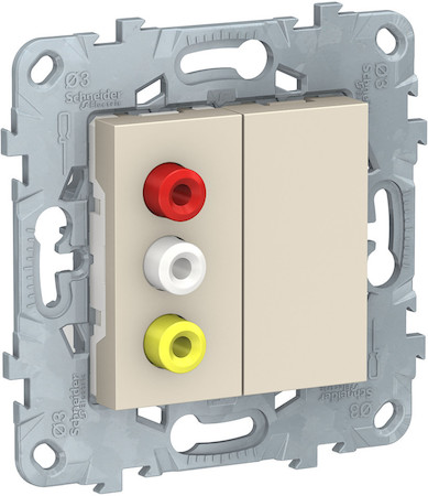 Schneider Electric NU543144 UNICA NEW розетка 3 RCA, бежевый