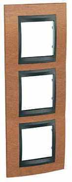 Schneider Electric MGU66.006V.2M2 РАМКА Х3 ВЕРТИКАЛЬНАЯ, ВИШНЯ/ГРАФ