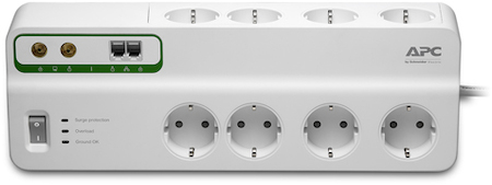 Schneider Electric PMF83VT-RS Сетевой фильтр, 8 розет, кабель 3м, 2690 Дж, с защитой тв-кабеля и телеф. линии