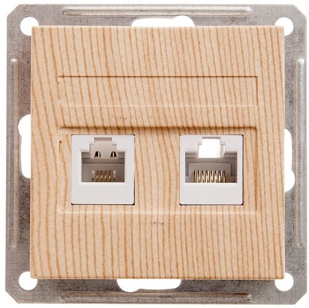 Schneider Electric RSI-251TK5E-7-86 W59 РОЗЕТКА двойная RJ11+RJ45, 160В, 1А, кат.5E, механизм, СОСНА