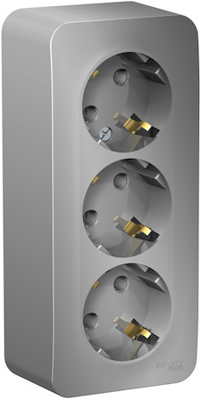Schneider Electric BLNRA010313 BLANCA О/У РОЗЕТКА 3-я с заземлением без штор. ИЗОЛ.ПЛ.,16А, 250В, АЛЮМИНИЙ