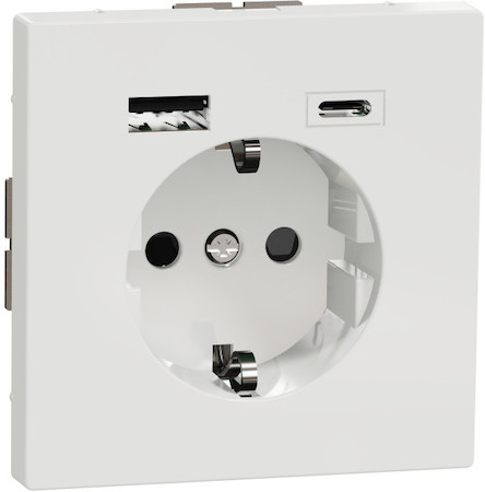 Schneider Electric MTN2367-6035 MERTEN D-Life РОЗЕТКА силовая 16 A с зарядкой USB A+C 3 A, БЕЛЫЙ ЛОТОС