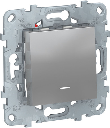 Schneider Electric NU520530N UNICA NEW переключатель 1-клавишный, перекрестный, с подсветкой,сх.7а, алюминий