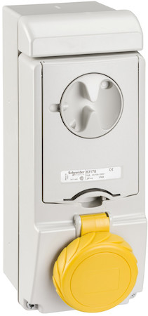 Schneider Electric 83178 НАСТЕННАЯ РОЗЕТКА UNIKA С ДЕРЖ ПРЕДОХР 16A 2P-E 100-130 IP65