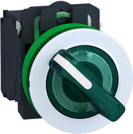 Schneider Electric XB5FK123B5C1 ПЕР-ЛЬ 22ММ 2 ПОЗИЦИИ, 24В ЗЕЛ. С ПОДСВЕТКОЙ, ЗАПОДЛИЦО, 1НО, 1 НЗ, ПЛАСТИК C1