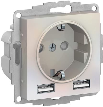 Schneider Electric ATN000430 SO+USB РОЗЕТКА A+A, мех, ЖЕМЧУГ