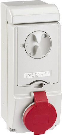Schneider Electric 83135 НАСТЕННАЯ РОЗЕТКА UNIKA С ДЕРЖ ПРЕДОХР 16A 3P-E 380-415 IP44