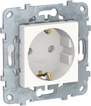 Schneider Electric NU503718 UNICA NEW розетка с заземлением, со шторками, винт. зажим, 16 А, 250 В, белый