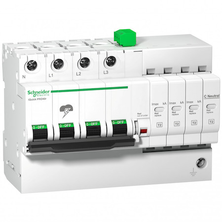 Schneider Electric A9L16297 УЗИП СО ВСТРОЕННОЙ ЗАЩИТОЙ IQUICK IQUICK PRD 3П+Н 20кА С КАРТРИДЖАМИ