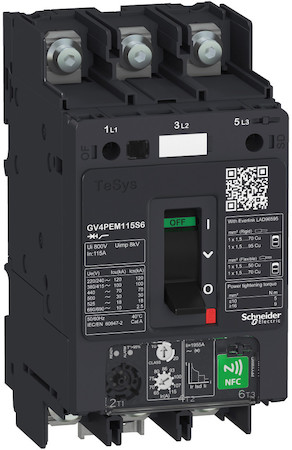Schneider Electric GV4PEM115N6 АВТ.ВЫКЛ GV4PE С МНОГОФУНКЦ. NFC РАСЦЕПИТЕЛЕМ 115A 50kA ЗАЖИМ ПОД КОЛЬЦ.НАК.