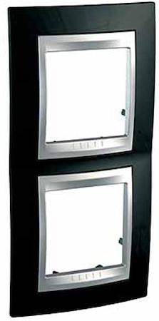Schneider Electric MGU66.004V.093 UNICA TOP РАМКА 2-постовая, вертикальная, АЛЮМИНИЙ/РОДИЙ