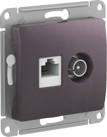 Schneider Electric GSL001489 GLOSSA РОЗЕТКА двойная ТВ + компьютерная RJ45, кат.5Е, механизм, СИРЕНЕВЫЙ ТУМАН