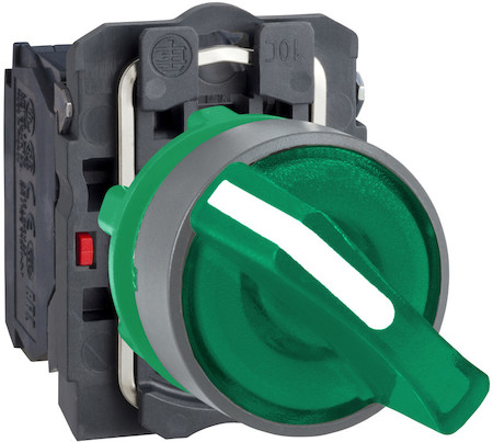 Schneider Electric XB5AK123B5C0 ПЕР-ЛЬ 22ММ 2 ПОЗИЦИИ, 24В ЗЕЛ. С ПОДСВЕТКОЙ, ЗАПОДЛИЦО, 1НО, 1 НЗ, ПЛАСТИК C0