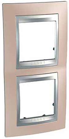 Schneider Electric MGU66.004V.096 UNICA TOP РАМКА 2-постовая, вертикальная, АЛЮМИНИЙ/ОНИКС