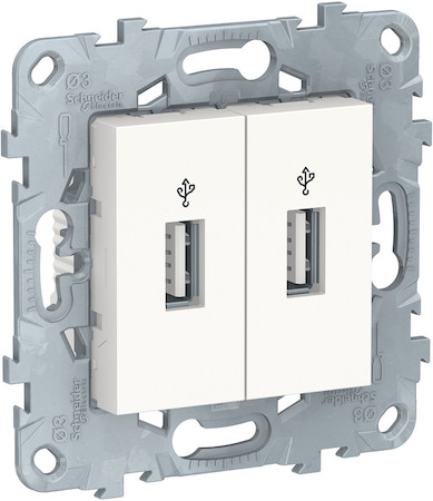 Schneider Electric NU542718 UNICA NEW USB-КОННЕКТОР, 2-местный, белый