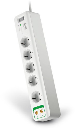 Schneider Electric PM5V-RS Сетевой фильтр, 5 розеток, кабель 1,8м, 918 Дж, с защитой подключения ТВ-антенны
