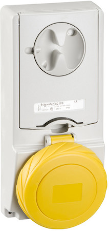 Schneider Electric 82189 ПАНЕЛЬНАЯ РОЗЕТКА UNIKA С ДЕРЖ ПРЕДОХР 32A 2P-E 100-130 IP65