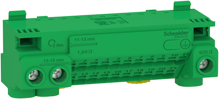 Schneider Electric LGYT1E24 ШИНА PE PRAGMA 3 ОТВ. 6-25КВ.ММ (ВИНТ) И 21 ОТВ. 1,5-4КВ.ММ (САМОЗАЖИМ) ДО 63А