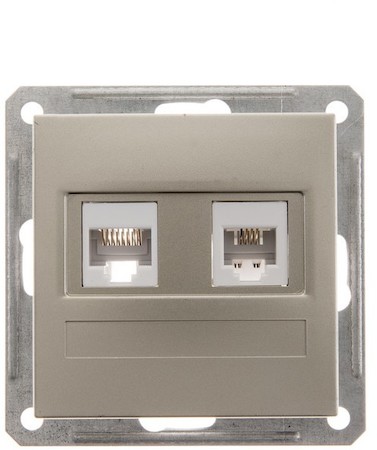 Schneider Electric RSI-251TK5E-4-86 W59 РОЗЕТКА двойная RJ11+RJ45, 160В, 1А, кат.5E, механизм, ШАМПАНЬ