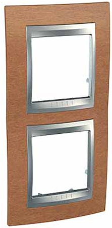 Schneider Electric MGU66.004V.0M2 UNICA TOP РАМКА 2-постовая, вертикальная, АЛЮМИНИЙ/ВИШНЯ