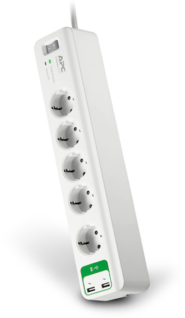 Schneider Electric PM5U-RS Сетевой фильтр, 5 розеток, кабель 1,8м, 918 Дж, два USB-порта для зарядки