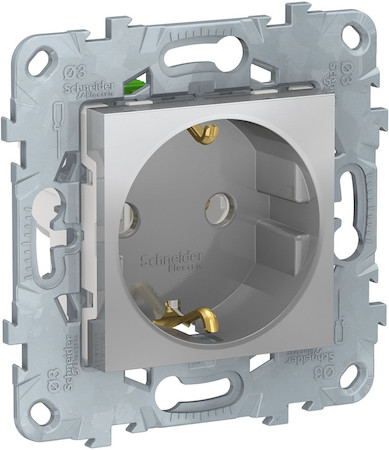 Schneider Electric NU505630 UNICA NEW розетка с заземлением,без шторок,с быстрозажимными клеммами, алюминий