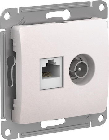 Schneider Electric GSL000689 GLOSSA РОЗЕТКА двойная ТВ + компьютерная RJ45, кат. 5Е, механизм, ПЕРЛАМУТР