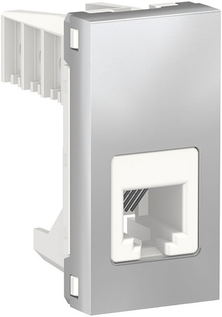 Schneider Electric NU349130 UNICA MODULAR розетка телефонная, RJ12, одиночная, 1 модуль, алюминий