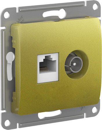 Schneider Electric GSL001089 GLOSSA РОЗЕТКА двойная ТВ + компьютерная RJ45, кат. 5Е, механизм, ФИСТАШКОВЫЙ