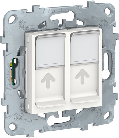 Schneider Electric NU542018 UNICA NEW розетка компьютерная, RJ45, двойная, кат. 5е UTP, белый
