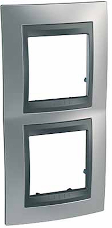 Schneider Electric MGU66.004V.238 UNICA TOP РАМКА 2-постовая, вертикальная, ГРАФИТ/ХРОМ МАТОВЫЙ