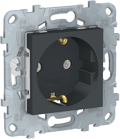 Schneider Electric NU503654 UNICA NEW розетка с заземлением, без шторок, винт. зажим, 16 А, 250 В, антрацит