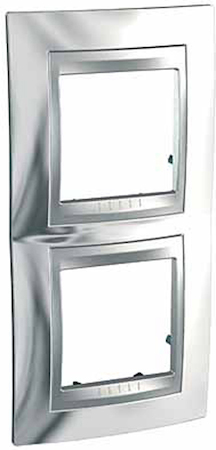 Schneider Electric MGU66.004V.010 UNICA TOP РАМКА 2-постовая, вертикальная, АЛЮМИНИЙ/ХРОМ ГЛЯНЦЕВЫЙ