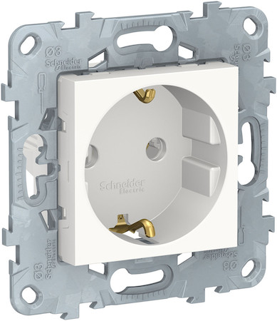 Schneider Electric NU503618 UNICA NEW розетка с заземлением, без шторок, винт. зажим, 16 А, 250 В, белый